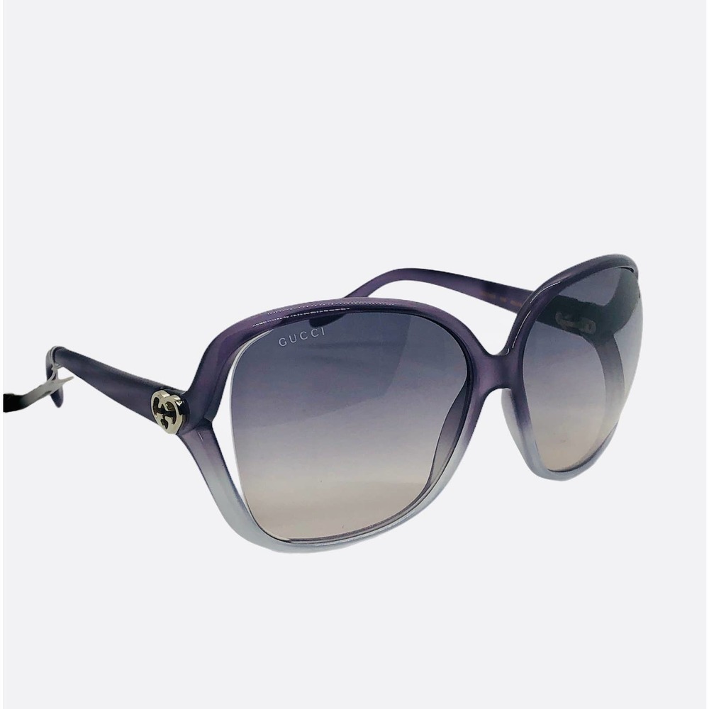 GUCCI Heart Logo Violet Blue Oversized Sunglasses